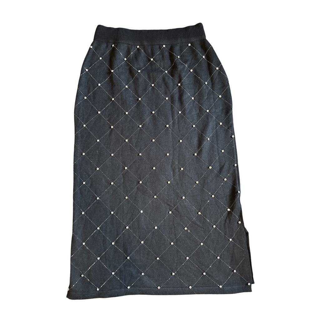 Beautiful! Women’s Ontwelfth Rhinestone Black Midi Skirt Size XL